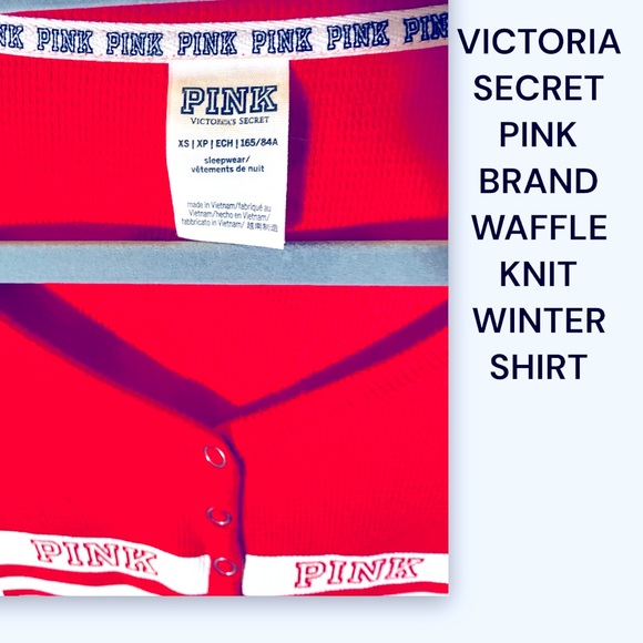 VICTORIA’S SECRET PINK WAFFLE KNIT TOP SZ XS, OVERSIZED, P/P-18/19”, Length 26” - Picture 6 of 15